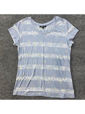 Relativity Star Stripe Distressed Print Cotton Americana Tee L Blue Celestial